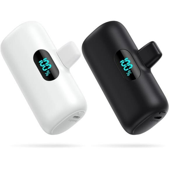 Mini Portable iPhone Charger 5000mAh Power Bank Fast Charging 2 Pack Backup - Picture 1 of 8